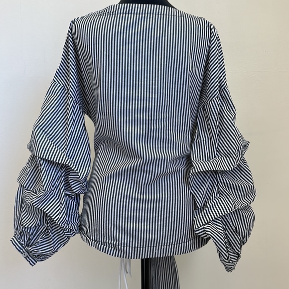 MAX Jeans Black & White Striped Blouse - Picture 11 of 14